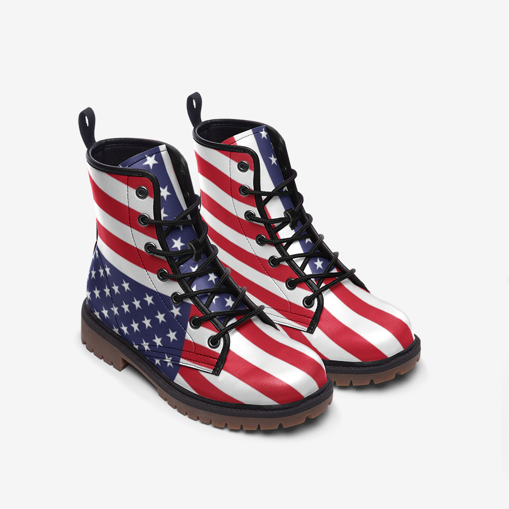 US Flag Casual Leather Lightweight Unisex Boots DromedarShop.com Online Boutique