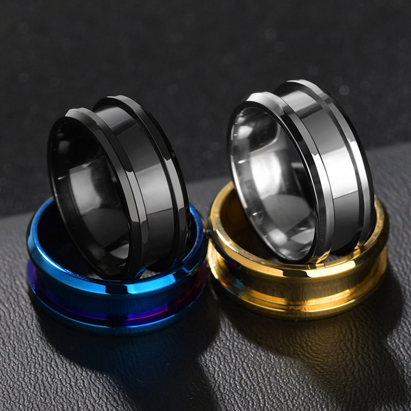Creative Smooth 8mm Titanium Steel Color Groove Ring - DromedarShop.com Online Boutique
