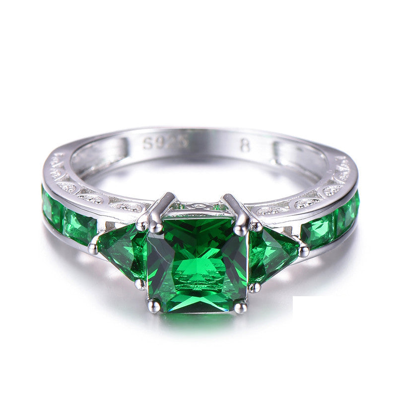 Square Green Stone May Birthstone Ring DromedarShop.com Online Boutique