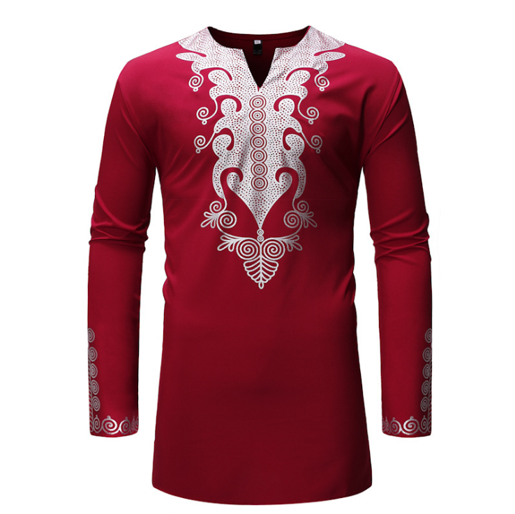Long sleeve bronzing African style Ouma Men's Shirt - DromedarShop.com Online Boutique