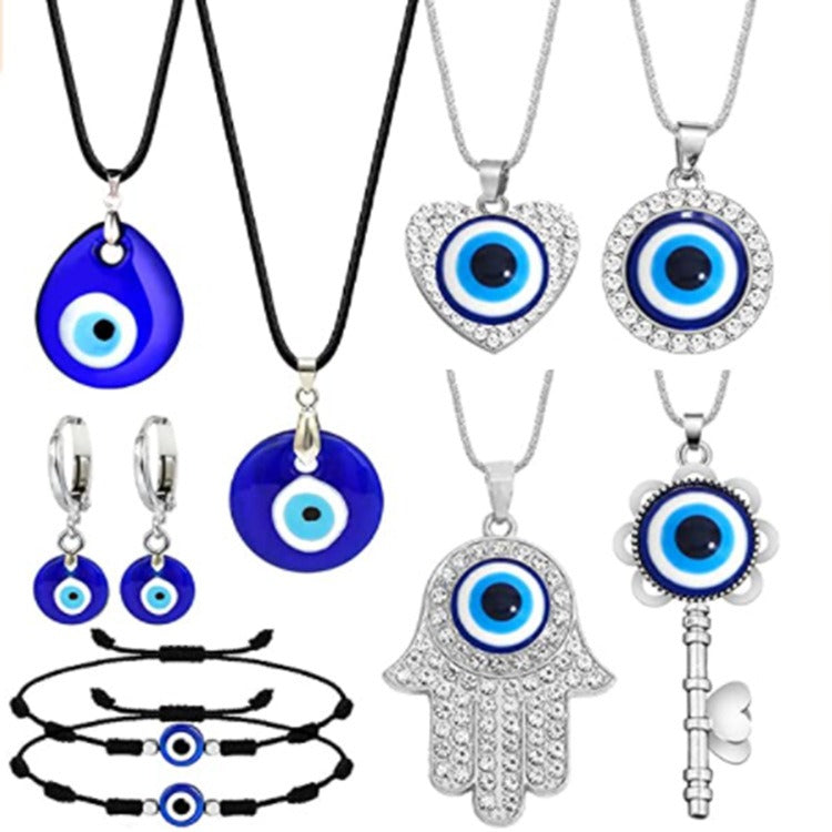 Coloured Glass Eye Pendant Necklace Set - DromedarShop.com Online Boutique