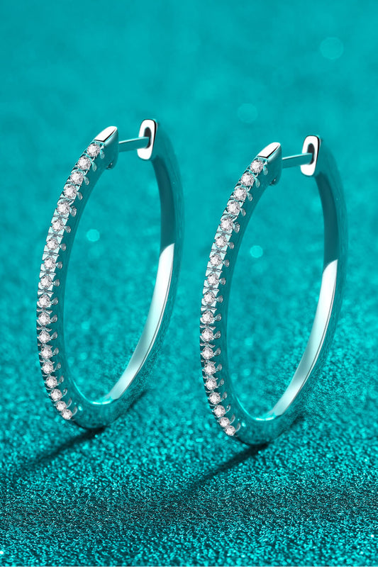 Rhodium-Plated Moissanite Hoop Earrings - DromedarShop.com Online Boutique