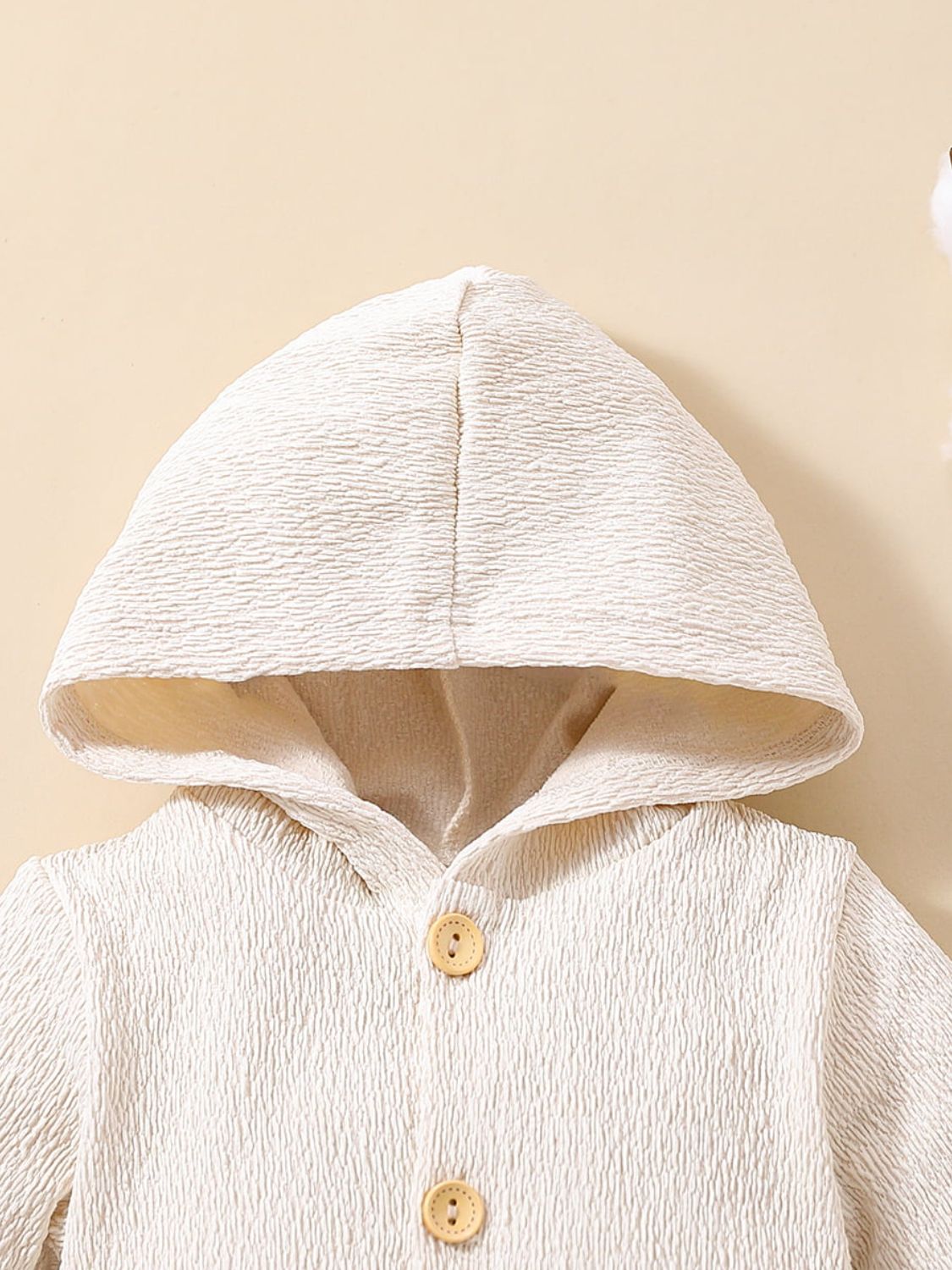 Baby Textured Button Front Hooded Jumpsuit with Pockets - DromedarShop.com Online Boutique