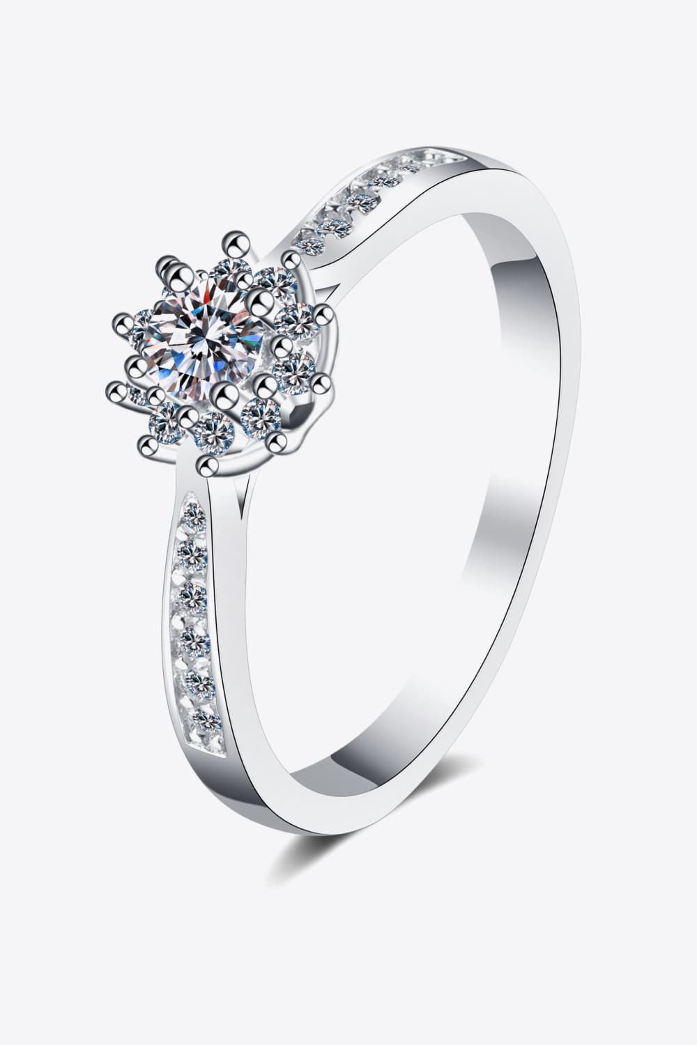Moissanite Rhodium-Plated Snowflake Ring - DromedarShop.com Online Boutique