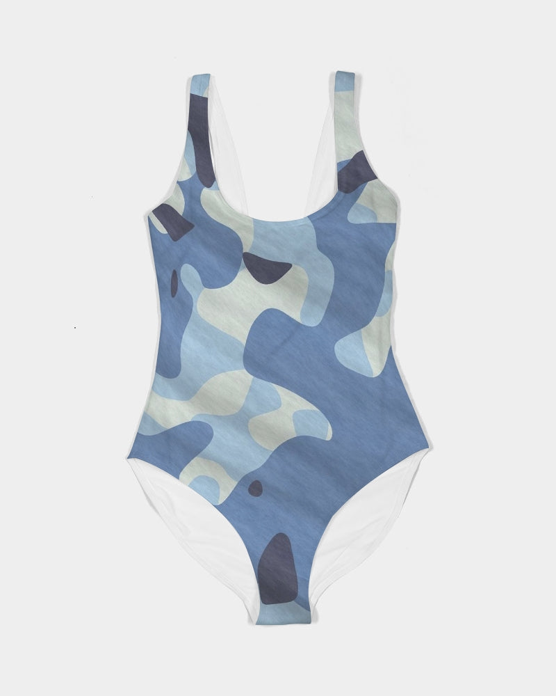 Blue Maniac Camouflage Women's One-Piece Swimsuit DromedarShop.com Online Boutique