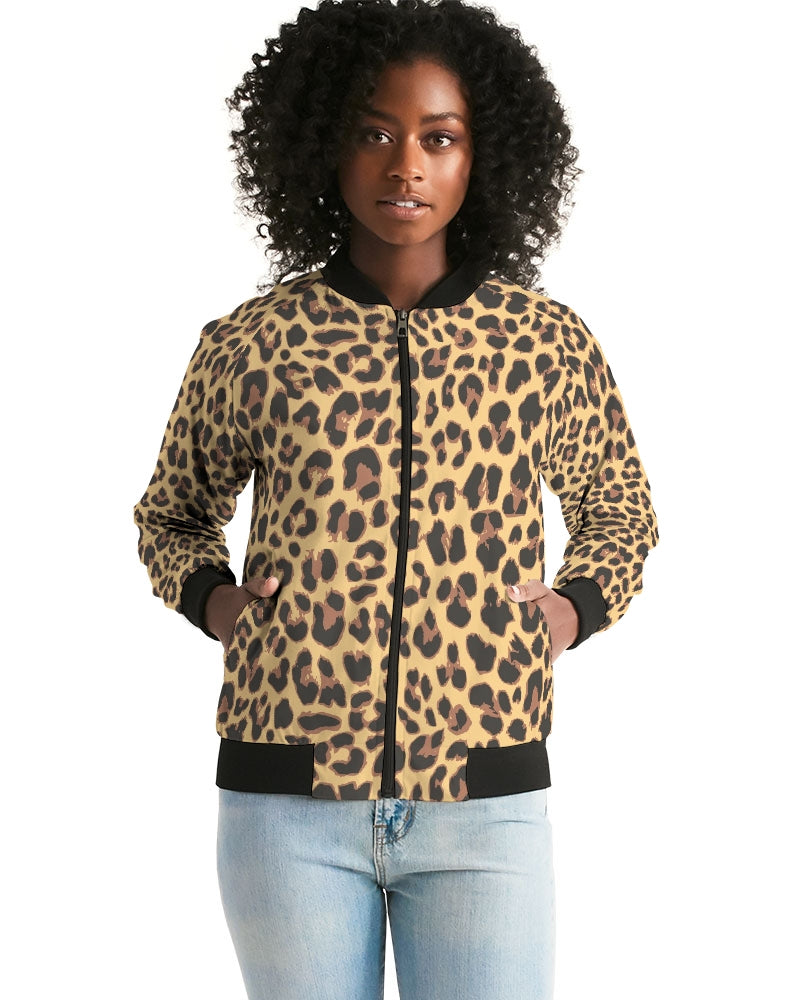 Leopard Fur Women's Bomber Jacket DromedarShop.com Online Boutique