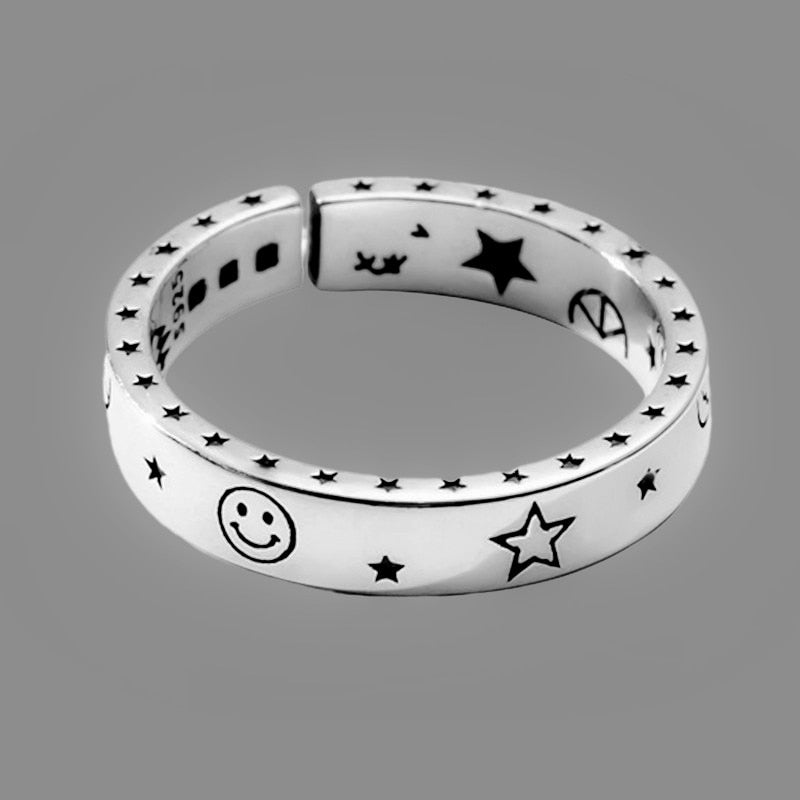 Moon Star Open Thai Silver Ring DromedarShop.com Online Boutique