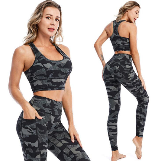 Women Camouflage Printed Yoga Suit Fitness Workout Set DromedarShop.com Online Boutique