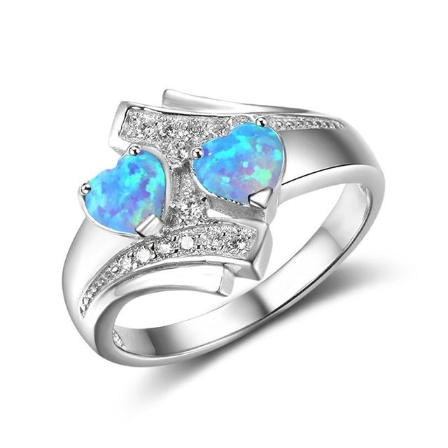 Moonstone Heart Fire Opal Ring DromedarShop.com Online Boutique