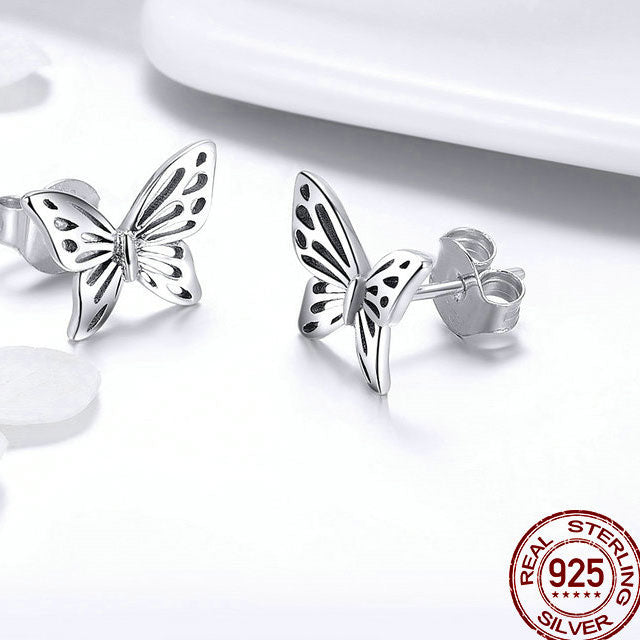 925 Sterling Silver Butterfly Rings & Earrings Jewelry Sets DromedarShop.com Online Boutique