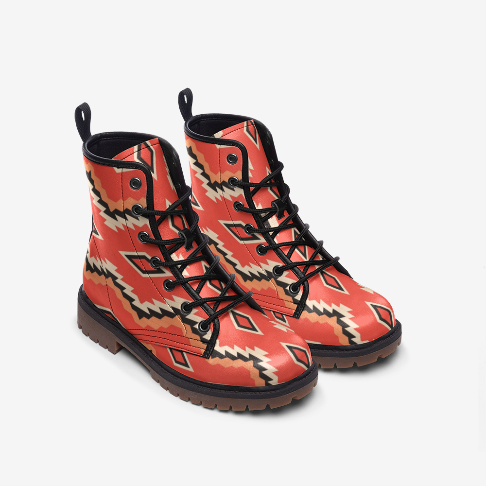 Native American Orange Casual Leather Lightweight Unisex Boots DromedarShop.com Online Boutique