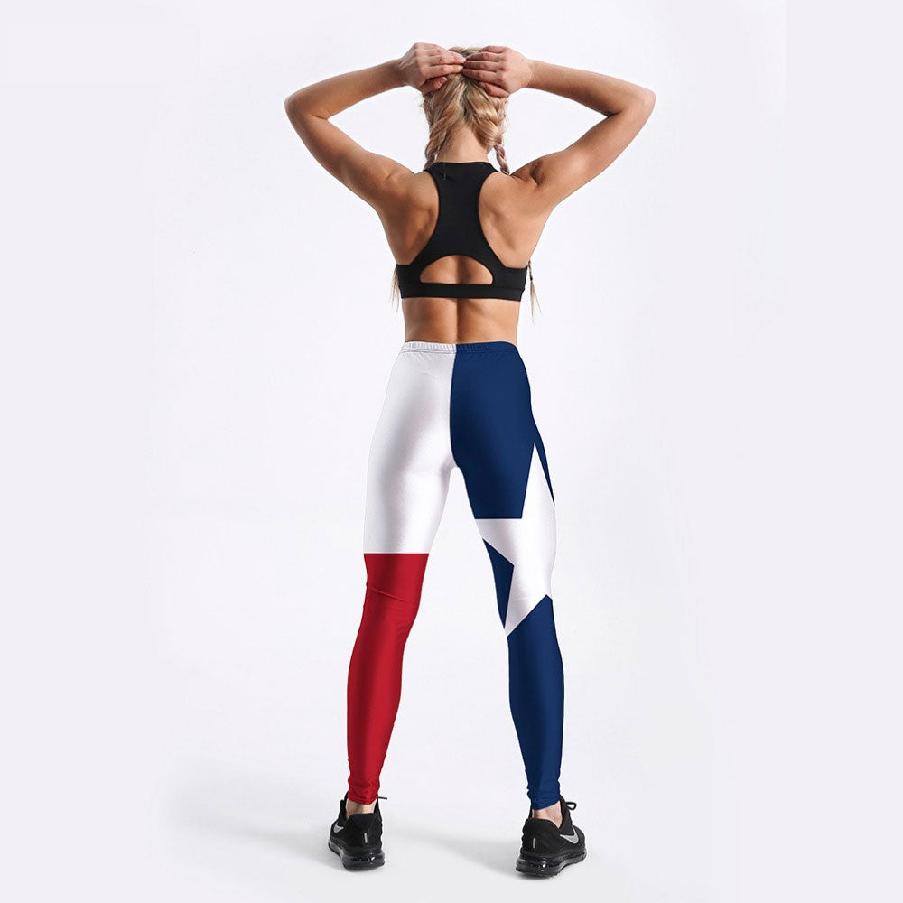 Women US Flag Pentagram Printed Fitness Leggings DromedarShop.com Online Boutique