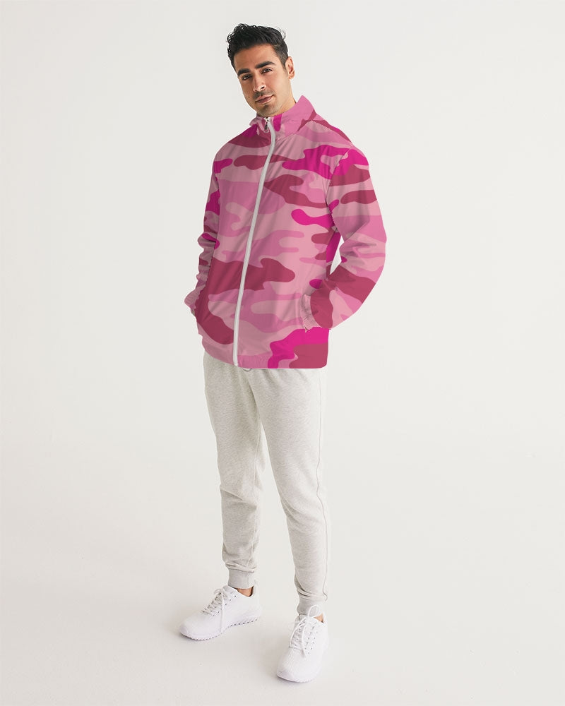 Pink 3 Color Camouflage Men's Windbreaker DromedarShop.com Online Boutique