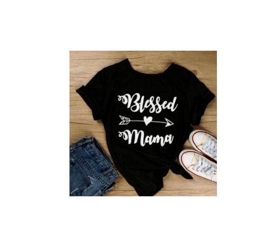 Blessed Mama Letter Printing Women T-Shirt DromedarShop.com Online Boutique