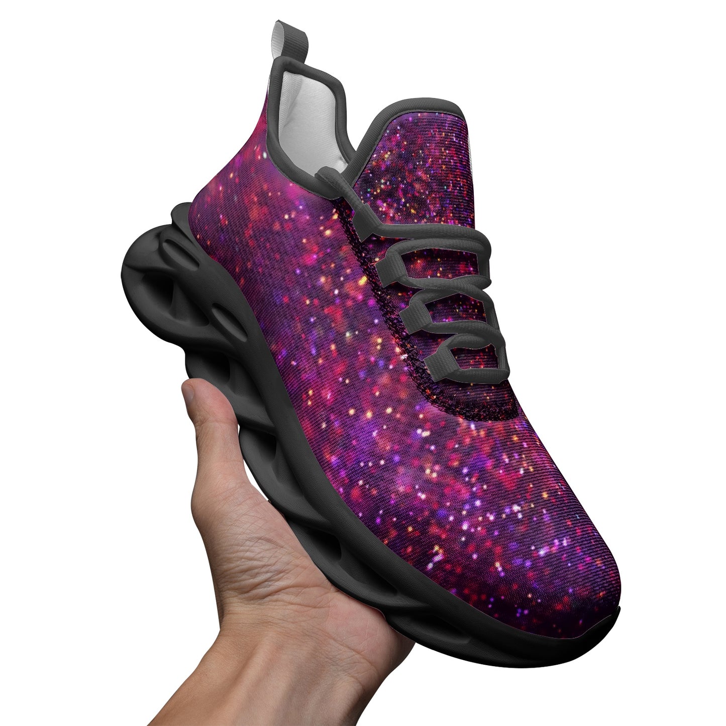 Purple Pink Confetti Unisex Bounce Mesh Knit Sneakers - DromedarShop.com Online Boutique