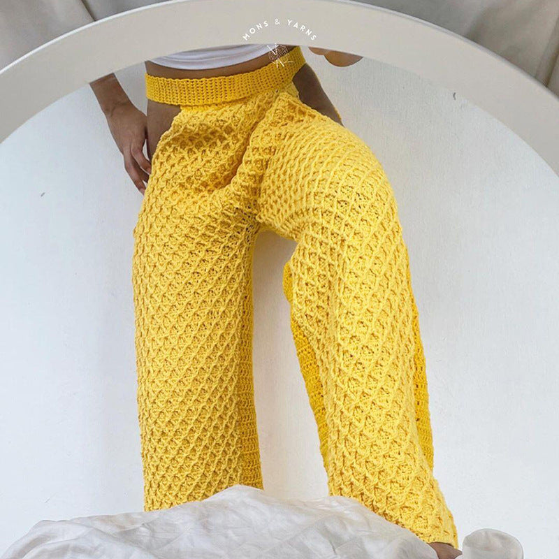 Women's Hollow Knitted High Waist Loose Pants - DromedarShop.com Online Boutique