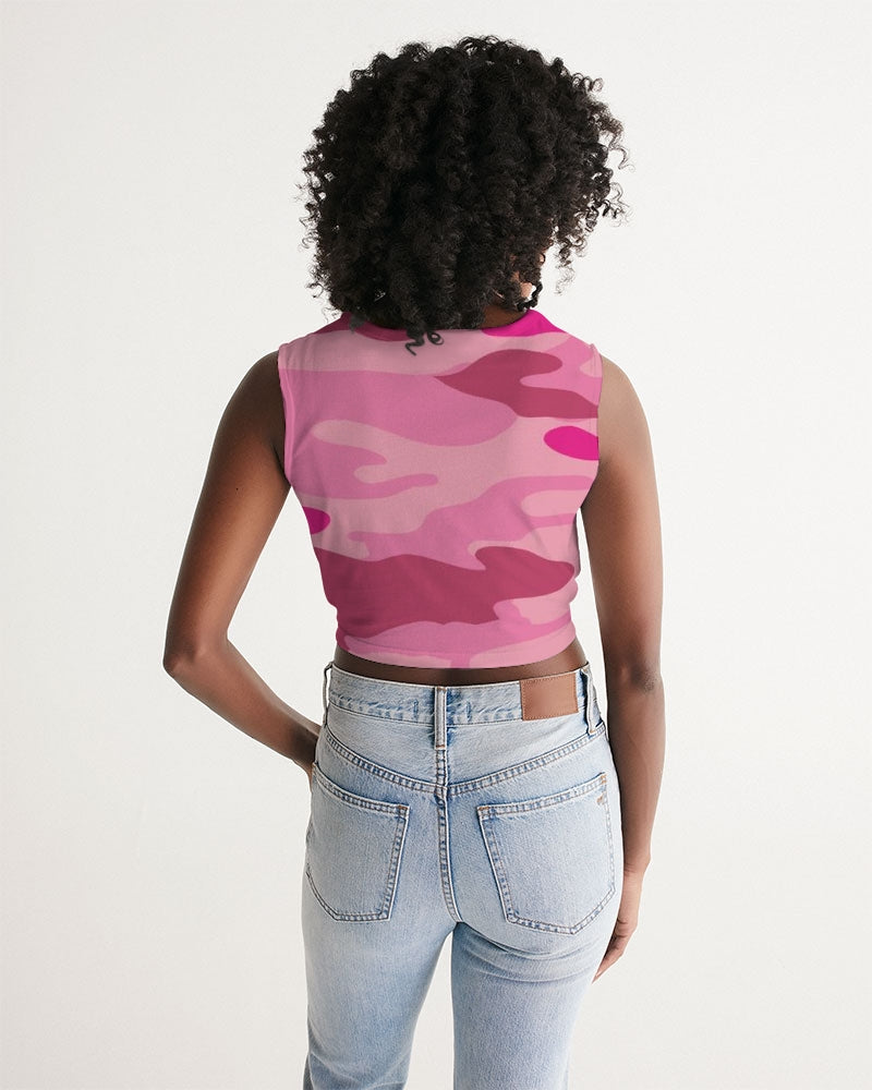 Pink  3 Color Camouflage Women's Twist-Front Tank DromedarShop.com Online Boutique