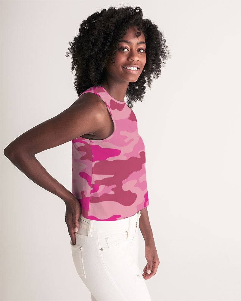 Pink  3 Color Camouflage Women's Cropped Tank DromedarShop.com Online Boutique