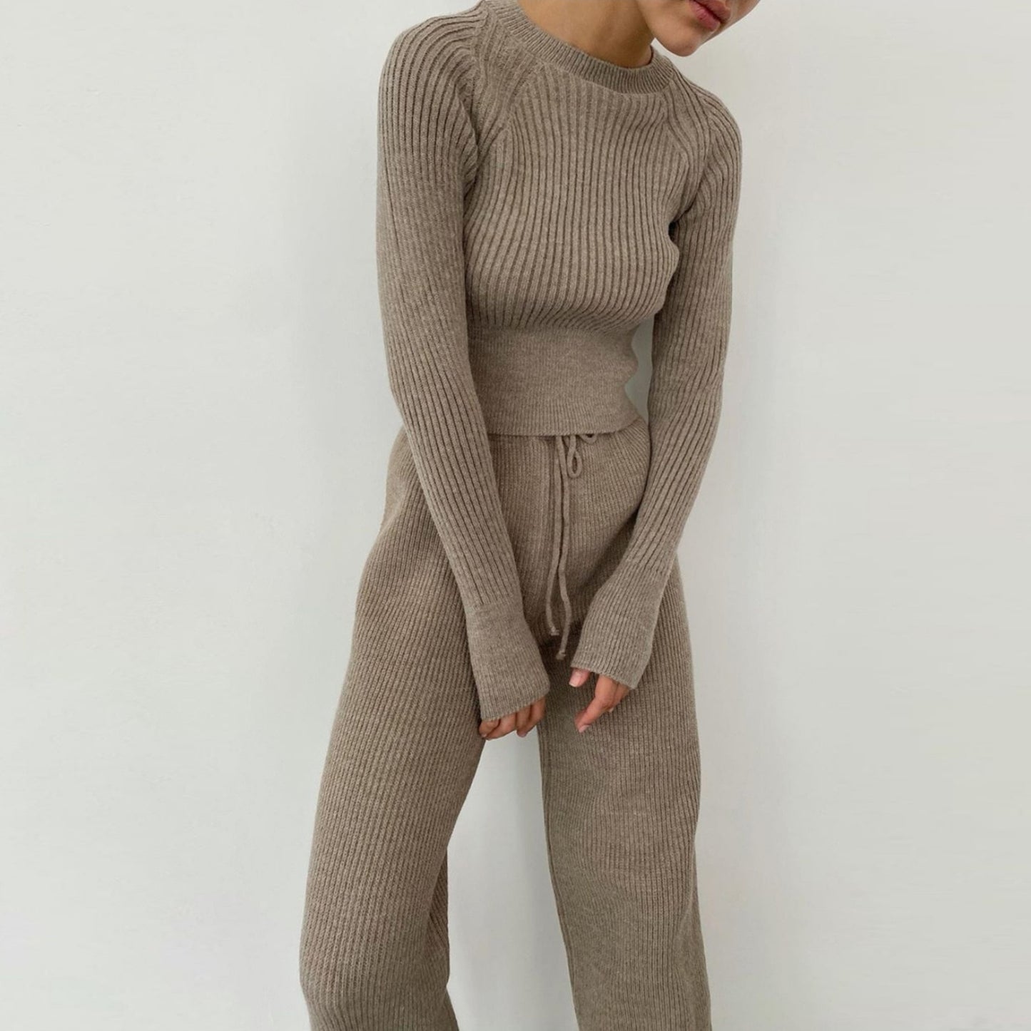 Fashion Knitted Top and Pant Two Piece Set DromedarShop.com Online Boutique