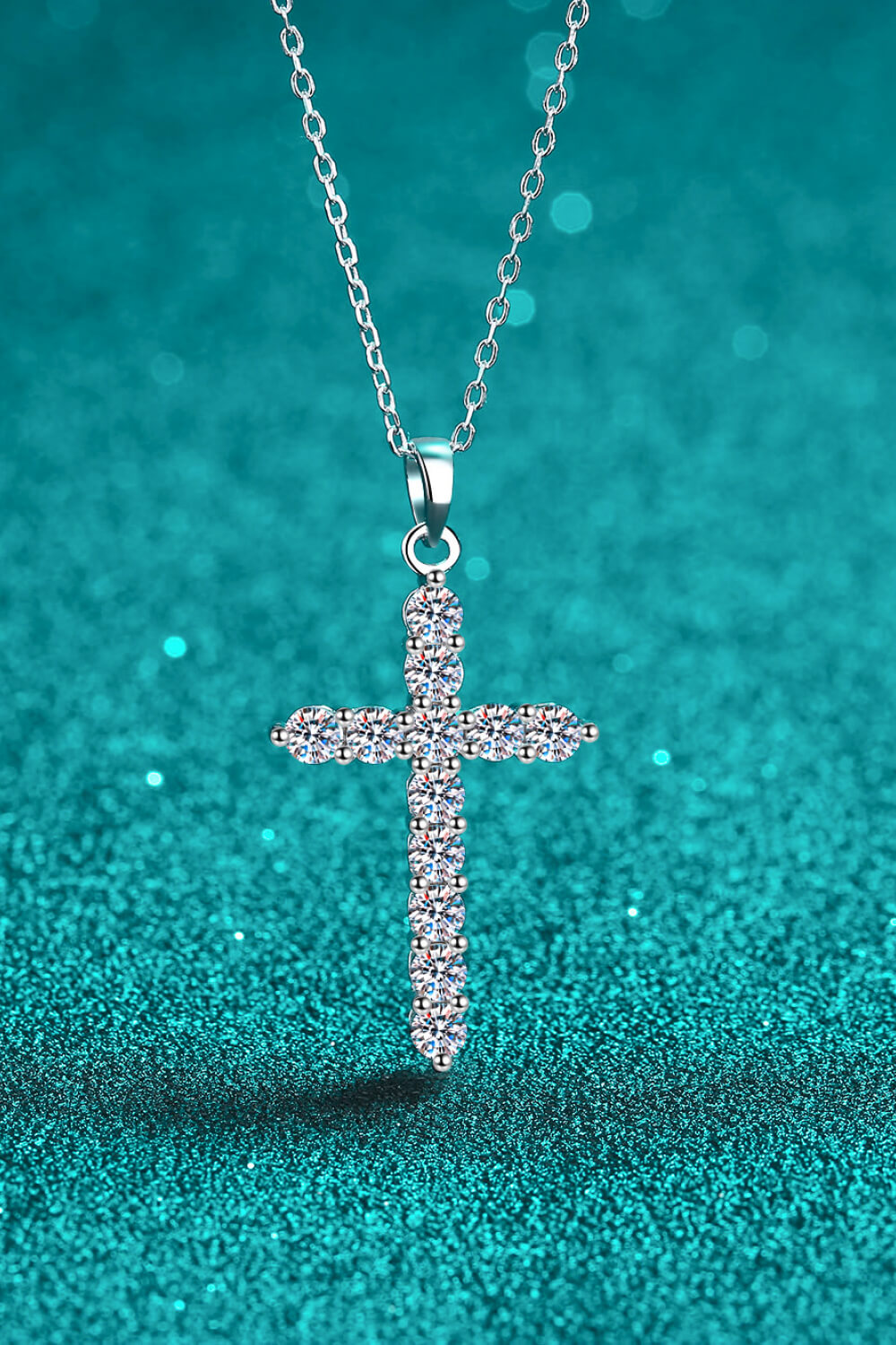 925 Sterling Silver Cross Moissanite Necklace - DromedarShop.com Online Boutique