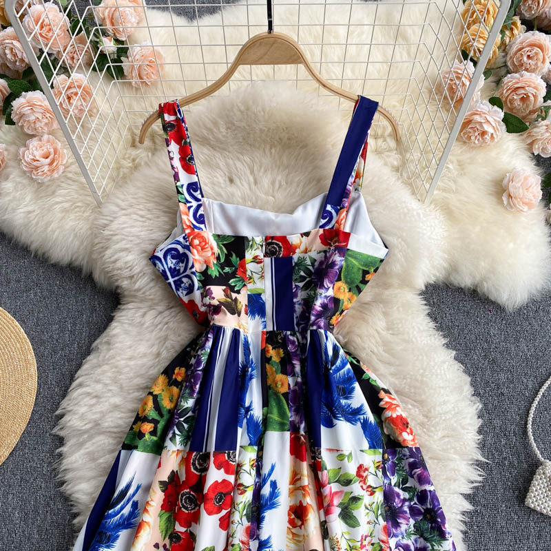 Summer Floral Print Elegant Women Sleeveless Dress - DromedarShop.com Online Boutique