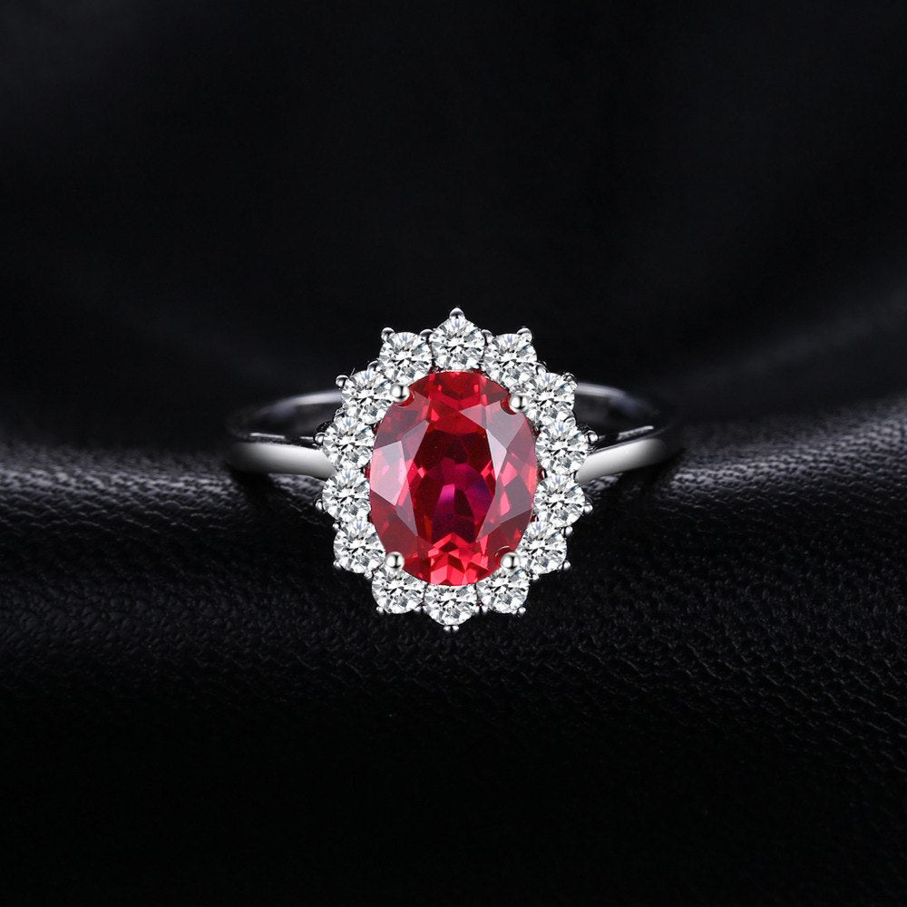 Engagement Wedding Red Ruby Ring  925 Sterling Silver Jewelry DromedarShop.com Online Boutique