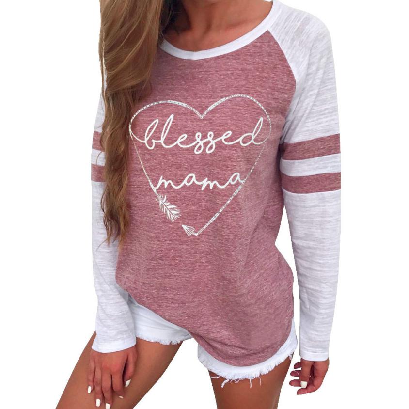 Blessed Mama T- Shirt Women's Long Sleeve Tops DromedarShop.com Online Boutique