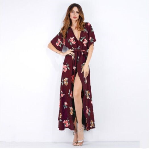 Short Sleeve A-Line Floral Print Women Dress - DromedarShop.com Online Boutique