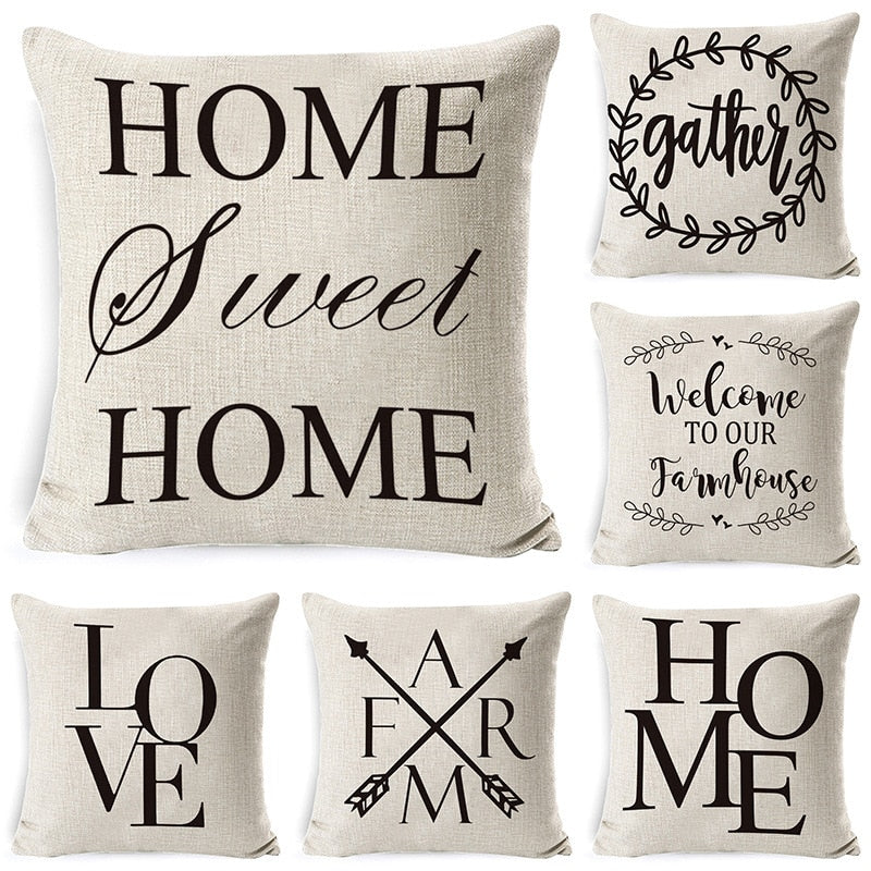 Cotton Linen Black White-Throw Pillow Cover-Home Decor Collection DromedarShop.com Online Boutique