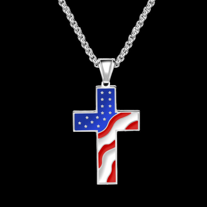 American Flag Patriotic Pendant Necklace DromedarShop.com Online Boutique