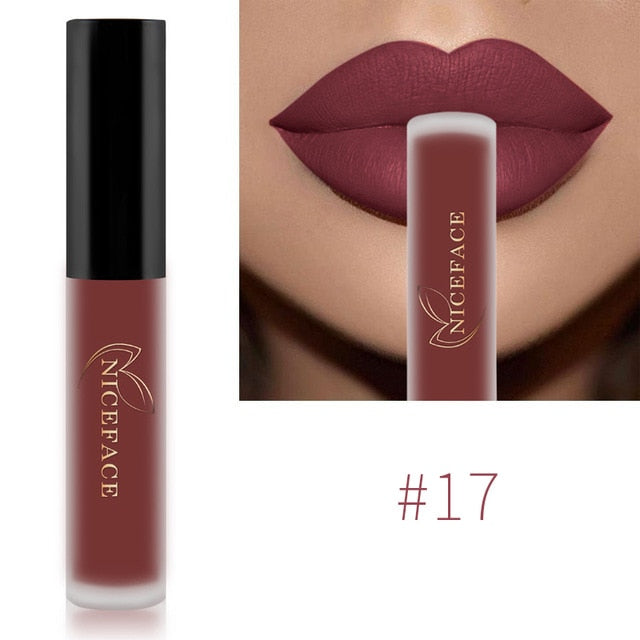 NICEFACE Lip Gloss 26 Colors Nude Matte Liquid Lipstick Waterproof Cosmetics DromedarShop.com Online Boutique