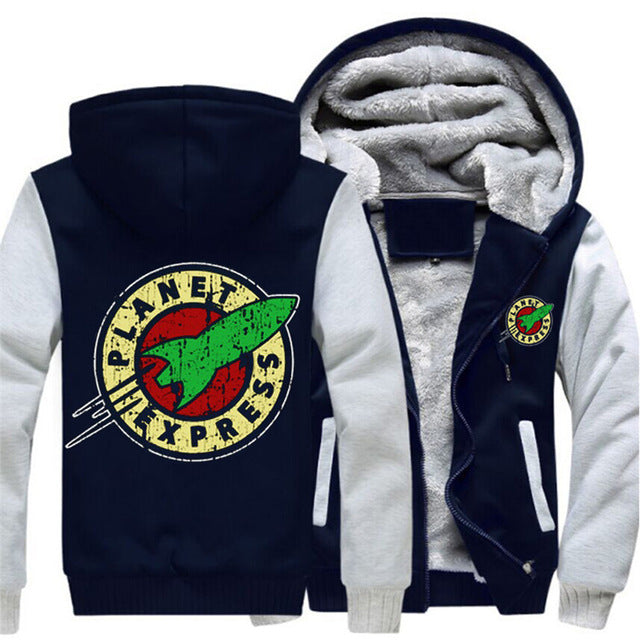 Planet Express Zipper Coat Winter Fleece Warm Hooded Jackets DromedarShop.com Online Boutique