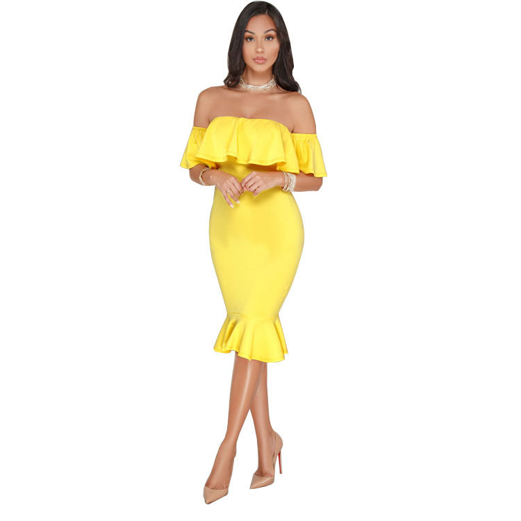 Elegant Shoulder Women's Dress - DromedarShop.com Online Boutique