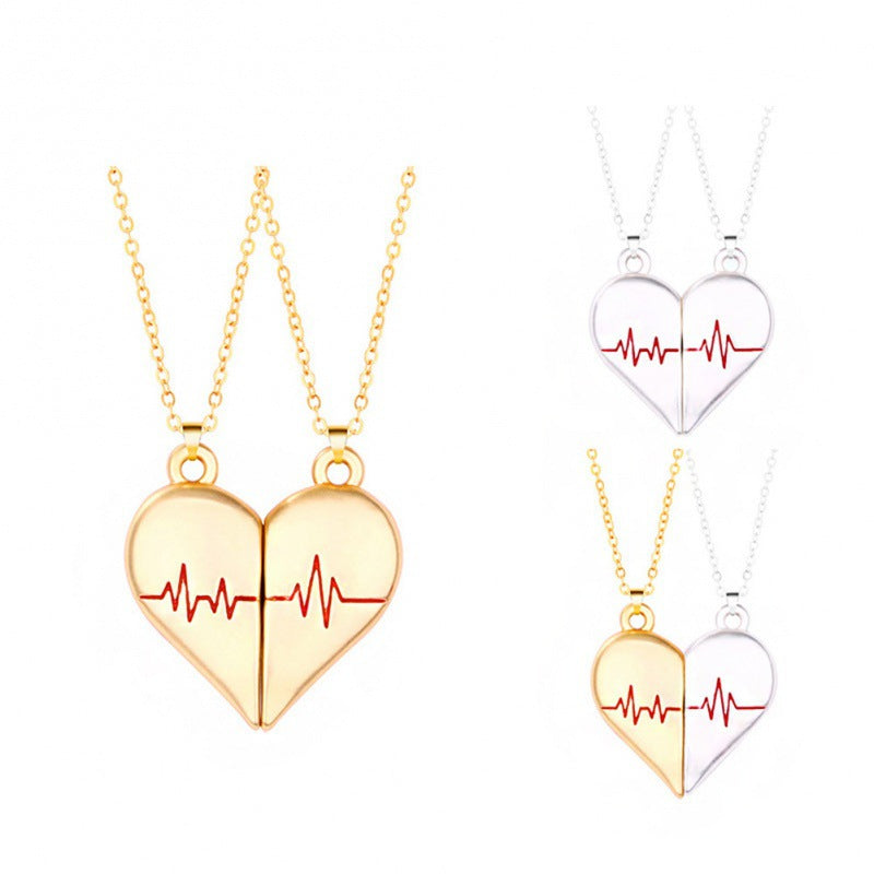 Love Electrocardiogram Couple Magnetic Necklaces - DromedarShop.com Online Boutique