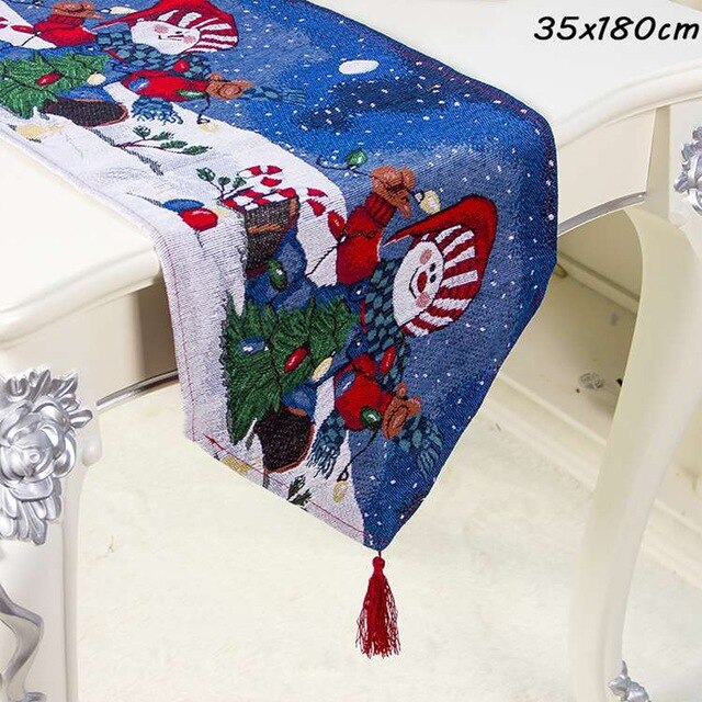 Linen Table Runner Merry Christmas Decorations for Home DromedarShop.com Online Boutique
