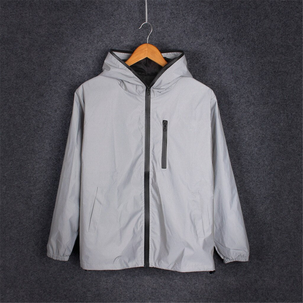Reflective Hooded Running Sporting Waterproof Jacket DromedarShop.com Online Boutique