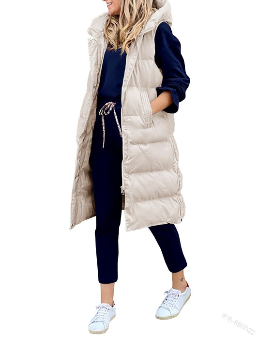 Solid Hooded Long Vest Coat for Women - DromedarShop.com Online Boutique