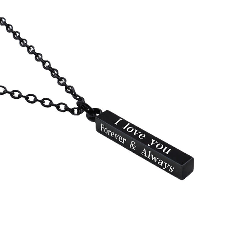 Stainless Steel Wishing Column Pendant Necklace Black Silver Gold - DromedarShop.com Online Boutique