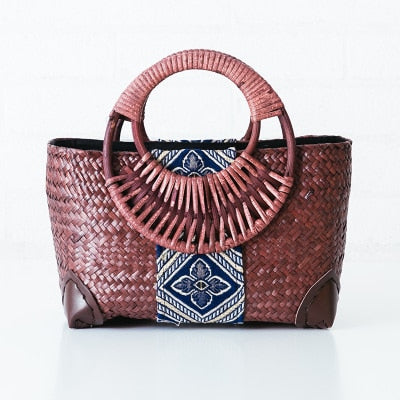 Thai women's handbag retro fashion hand rattan grass package travel beach bag DromedarShop.com Online Boutique