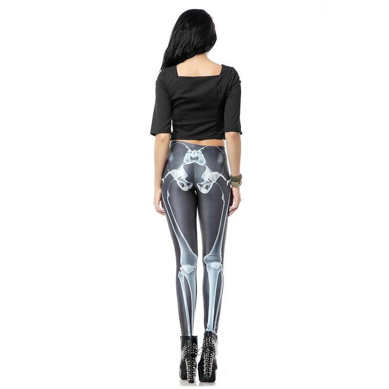 Women Black Leg Bone Skeleton Leggings - DromedarShop.com Online Boutique