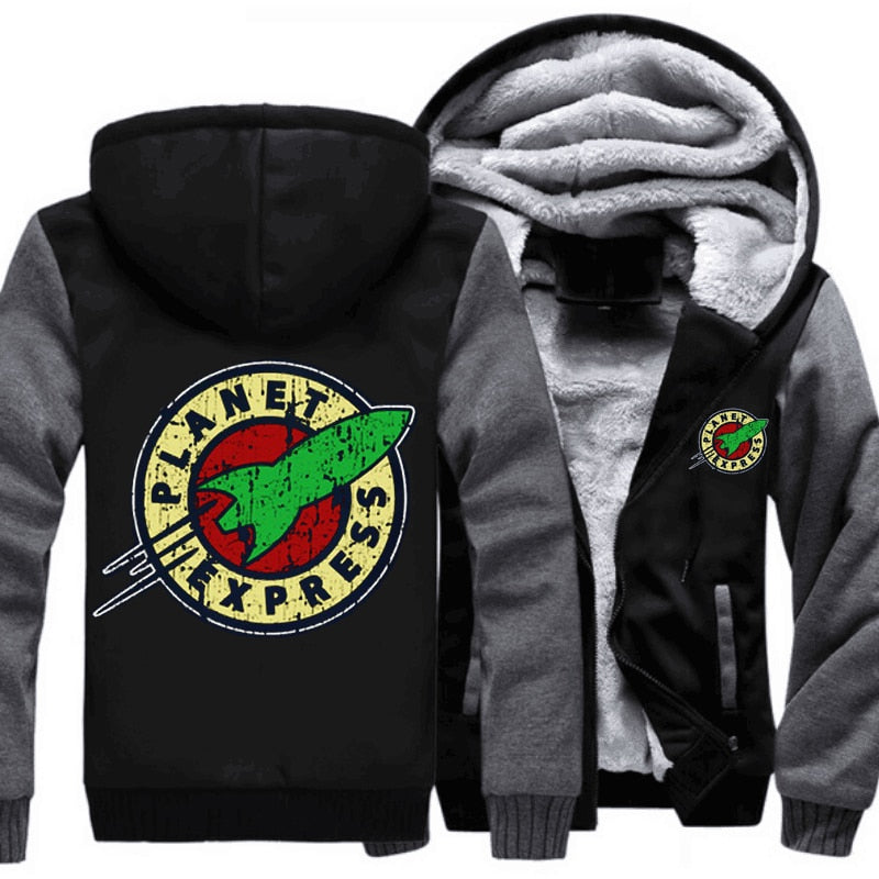 Planet Express Zipper Coat Winter Fleece Warm Hooded Jackets DromedarShop.com Online Boutique