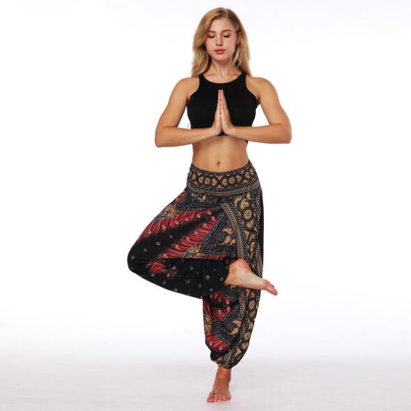 Red galaxy floral Yoga Pants DromedarShop.com Online Boutique