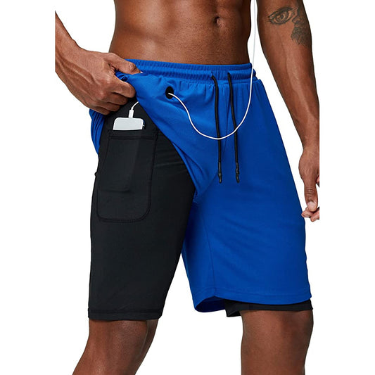 Men's music, 2 in 1 running shorts security pockets quick drying sports shorts DromedarShop.com Online Boutique