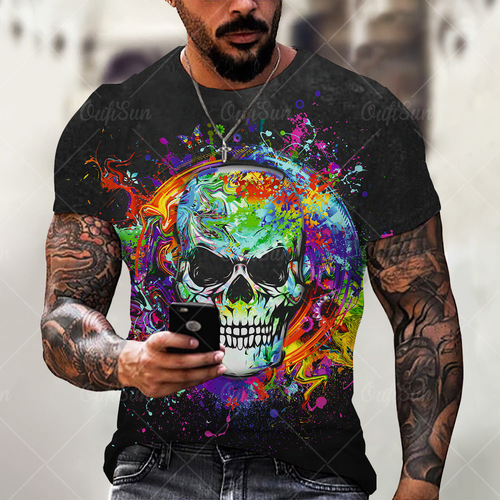 3D Printing Men's Retro Skull Short-Sleeved T-Shirt - DromedarShop.com Online Boutique