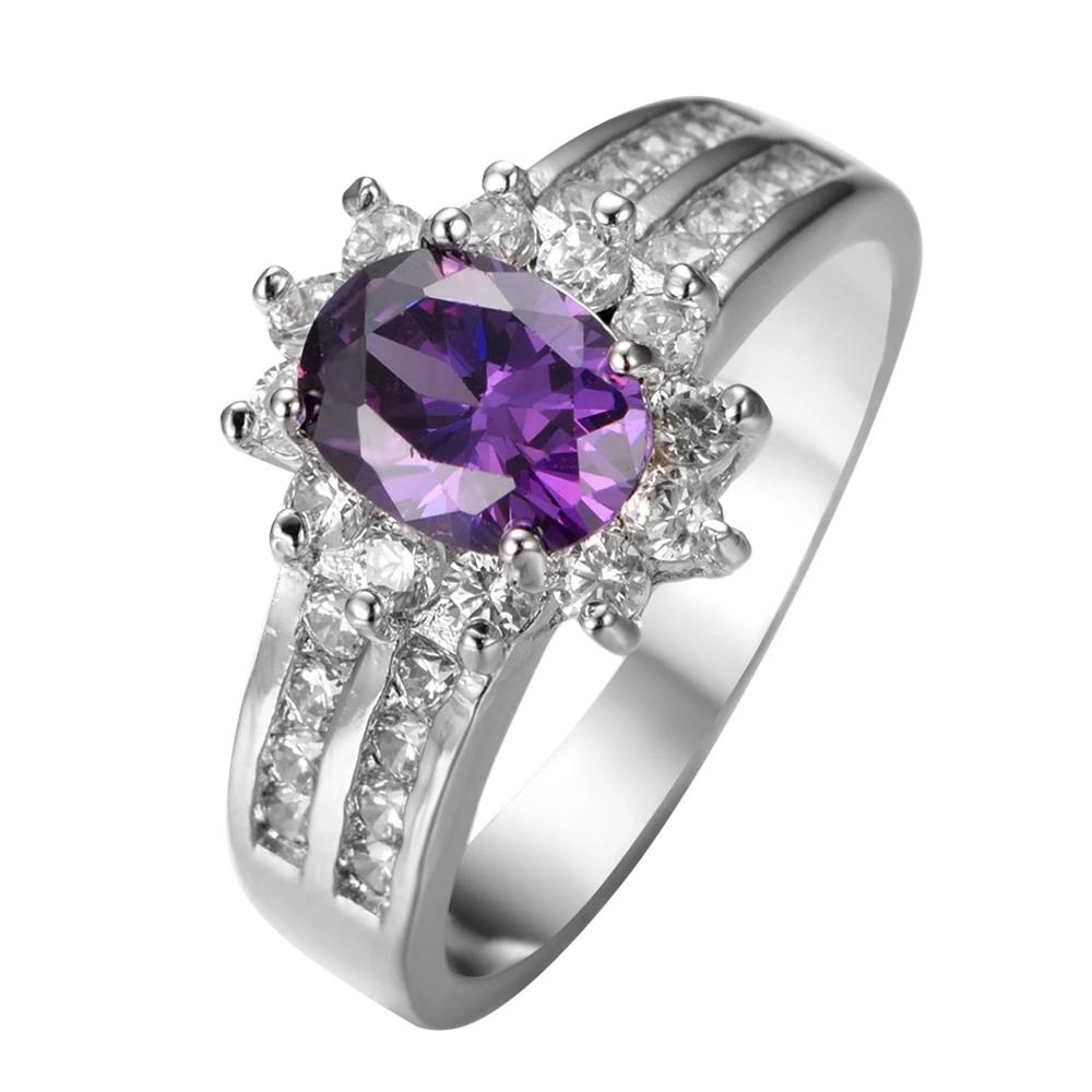 Elegant Purple Oval 925 Sterling Silver Filled Wedding Ring Jewelry DromedarShop.com Online Boutique