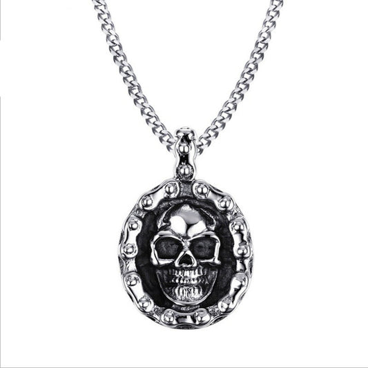 Skull Steel Pendant Necklace DromedarShop.com Online Boutique