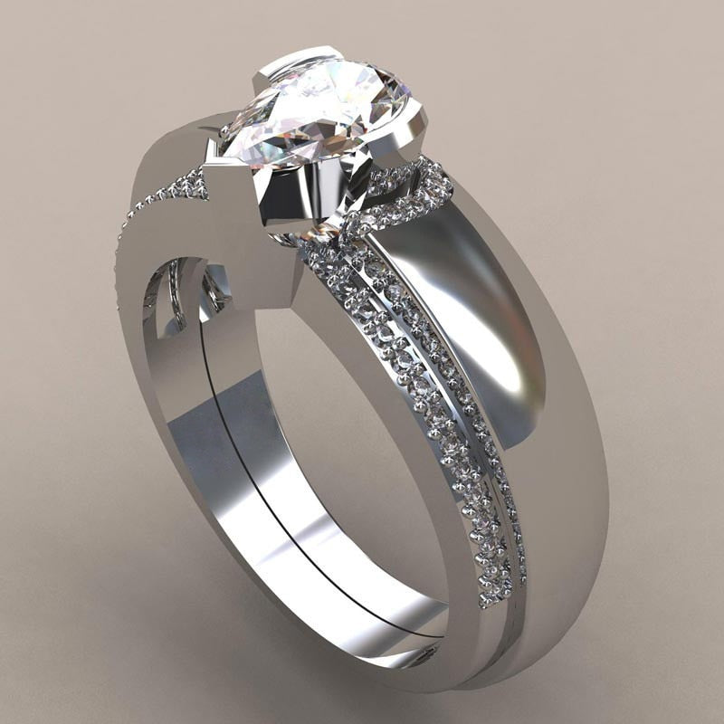 Luxury Crystal Wedding Ring Set DromedarShop.com Online Boutique