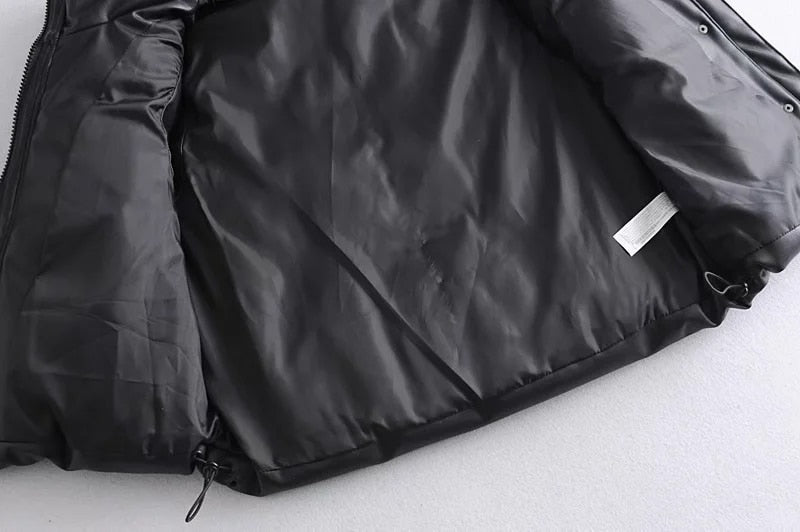Women Black Warm Faux Leather Vest DromedarShop.com Online Boutique