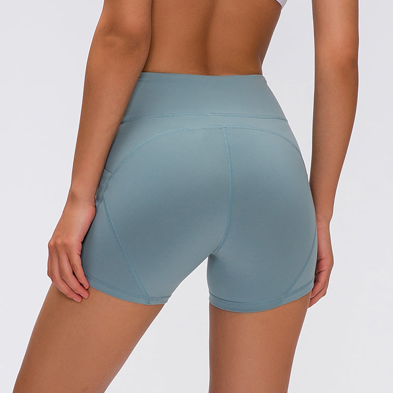 Sport Athletic Shorts Women High Waisted Soft Cotton Feel Fitness Yoga Shorts with Two Side Pocket DromedarShop.com Online Boutique