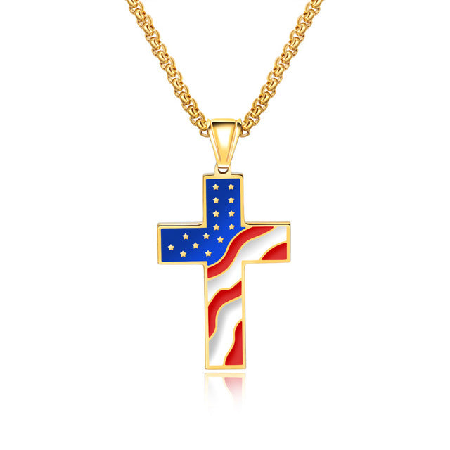 American Flag Patriotic Pendant Necklace DromedarShop.com Online Boutique